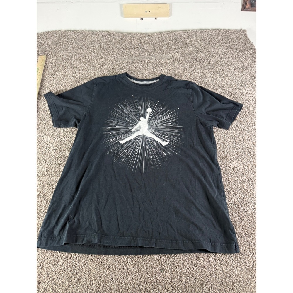 Jordan Brand Jumpman Graphic T-Shirt Mens XXL Black Starburst Crew Neck Tee